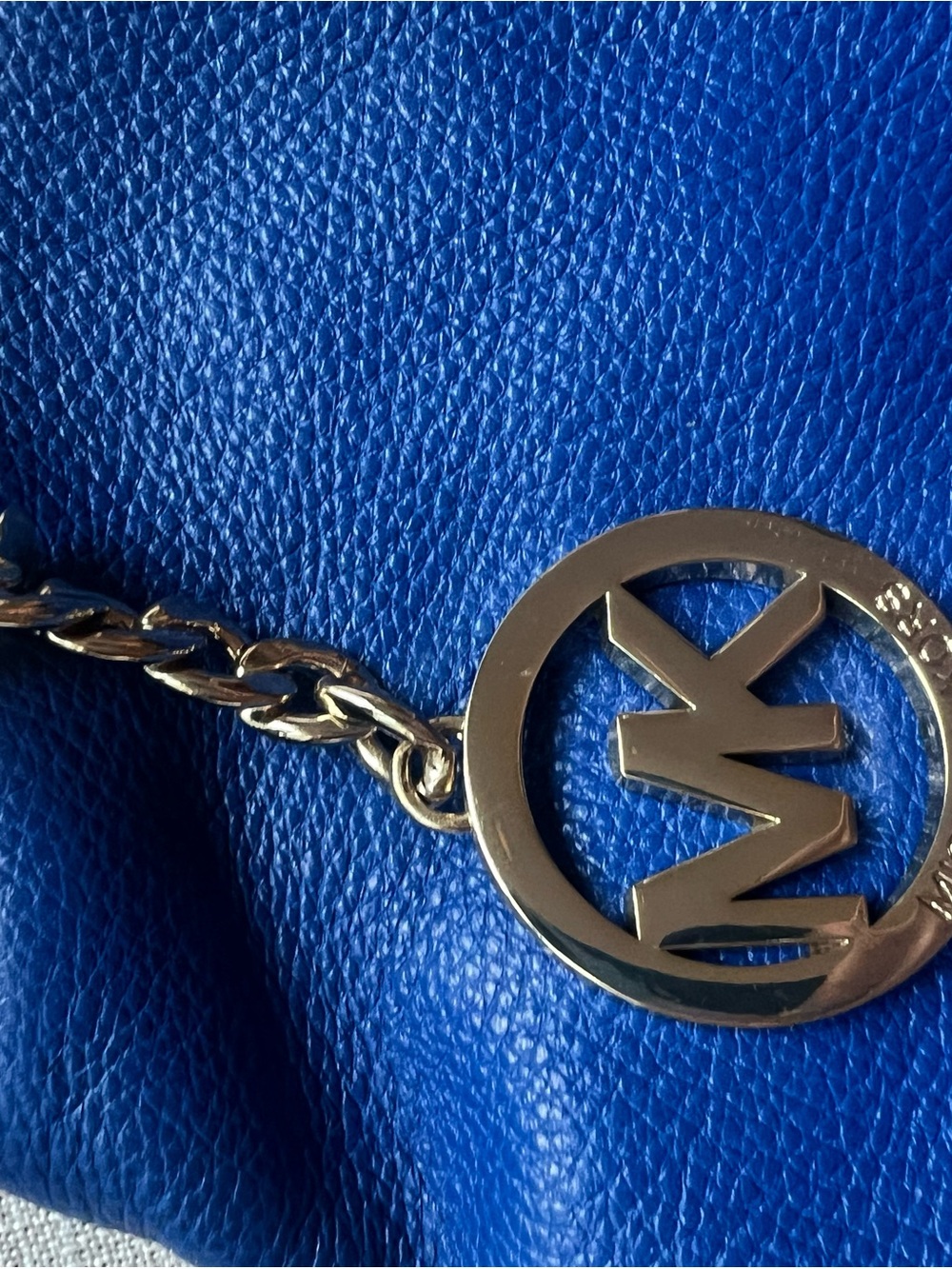 Michael Kors Royal Blue Leather Shoulder Bag with Gold MK Charm